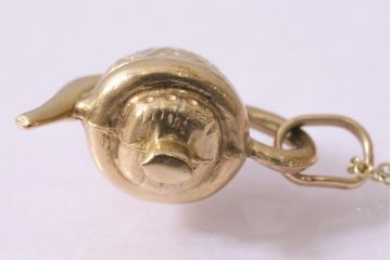 ヴィンテージアクセサリー　イギリス　ティーポットチャーム　ゴールドペンダント　ネックレス(ペンダントトップ、ビンテージ)(R-044696)