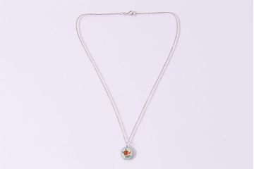 ヴィンテージアクセサリー　イギリス　Thomas.L.Mott　シルバー　JUNE ROSE　バラのペンダント　ネックレス(薔薇、チャーム、ペンダントトップ、ビンテージ)(R-044697)