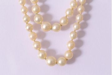 ヴィンテージアクセサリー　二連パールネックレス(ビンテージ)(R-044701)