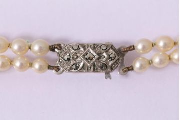 ヴィンテージアクセサリー　二連パールネックレス(ビンテージ)(R-044701)