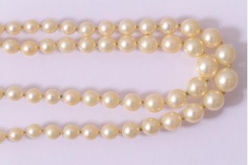 ヴィンテージアクセサリー　二連パールネックレス(ビンテージ)(R-044701)