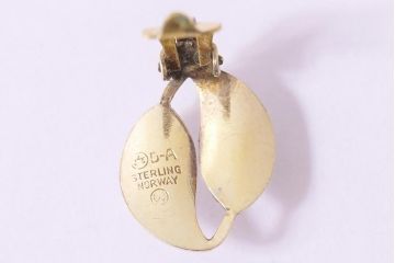 ヴィンテージアクセサリー　ノルウェー　シルバー　DAVID ANDERNSEN(デヴィッド・アンデルセン)　リーフモチーフのビンテージイヤリング　ホワイト(R-044705)