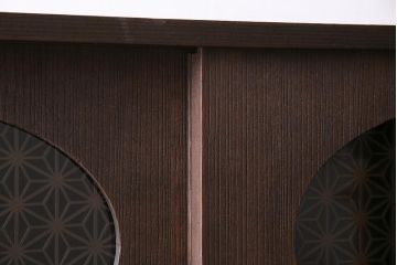 中古　引き戸リメイク　丸窓・組子デザイン　和モダンな加茂総桐箪笥(総桐たんす、衣装箪笥、戸棚、和タンス)(定価約80万円)(R-044714)