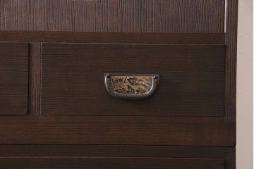 中古　引き戸リメイク　丸窓・組子デザイン　和モダンな加茂総桐箪笥(総桐たんす、衣装箪笥、戸棚、和タンス)(定価約80万円)(R-044714)