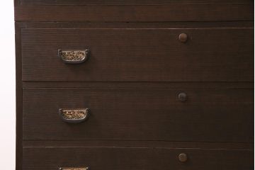 中古　引き戸リメイク　丸窓・組子デザイン　和モダンな加茂総桐箪笥(総桐たんす、衣装箪笥、戸棚、和タンス)(定価約80万円)(R-044714)