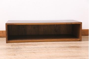 アンティーク家具　昭和初期　当店オリジナルの組子入り　麻の葉文様の組子がおしゃれなローボード(ガラス戸棚、収納棚)(R-044722)