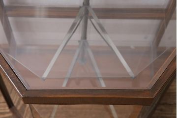 レトロ家具　ナラ材　ナチュラルスタイルのお部屋にも合うガラスケース(陳列棚、ショーケース)(R-044724)