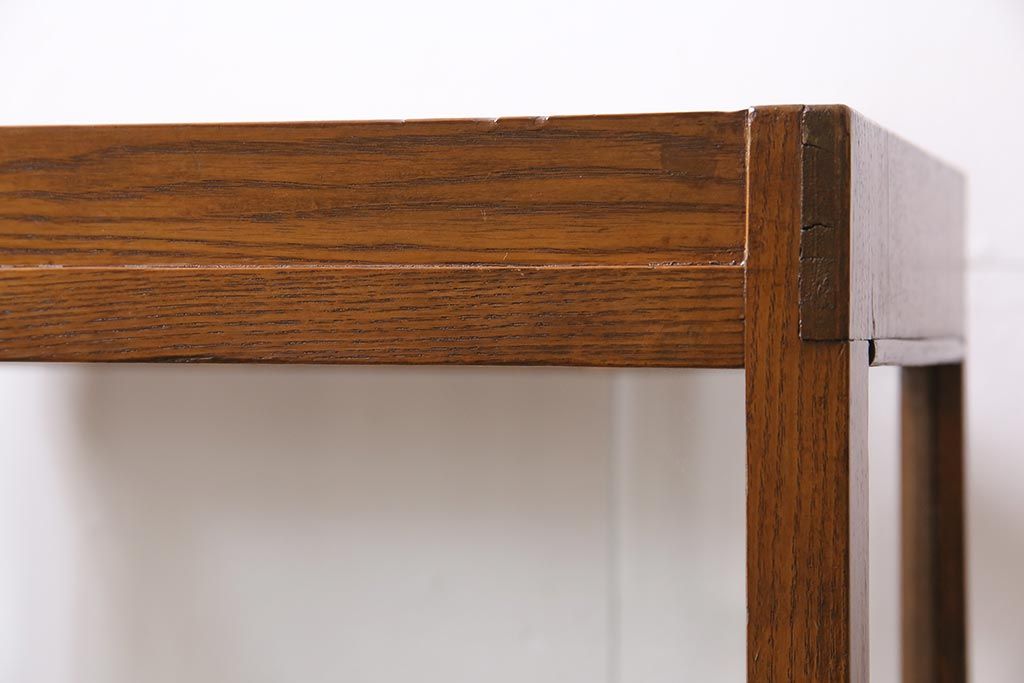 レトロ家具　ナラ材　ナチュラルスタイルのお部屋にも合うガラスケース(陳列棚、ショーケース)(R-044724)