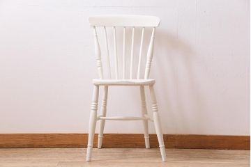 アンティーク家具　イギリスアンティーク　ペイント　ホワイトカラーが爽やかなダイニングチェア(椅子)(R-044725)