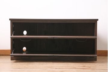 ラフジュ工房オリジナル　古金具リメイク　前板栗材　ヒノキ材　フラップダウン扉が使いやすい和モダンなコーナーテレビ台(キャビネット、テレビボード、収納棚)(R-044727)