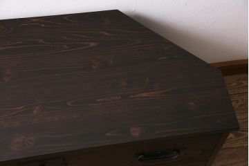 ラフジュ工房オリジナル　古金具リメイク　前板栗材　ヒノキ材　フラップダウン扉が使いやすい和モダンなコーナーテレビ台(キャビネット、テレビボード、収納棚)(R-044727)