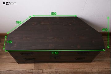 ラフジュ工房オリジナル　古金具リメイク　前板栗材　ヒノキ材　フラップダウン扉が使いやすい和モダンなコーナーテレビ台(キャビネット、テレビボード、収納棚)(R-044727)