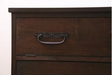 ラフジュ工房オリジナル　古金具リメイク　前板栗材　ヒノキ材　フラップダウン扉が使いやすい和モダンなコーナーテレビ台(キャビネット、テレビボード、収納棚)(R-044727)