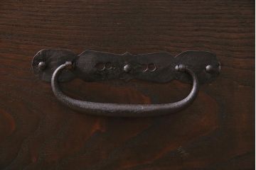 ラフジュ工房オリジナル　古金具リメイク　前板栗材　ヒノキ材　フラップダウン扉が使いやすい和モダンなコーナーテレビ台(キャビネット、テレビボード、収納棚)(R-044727)