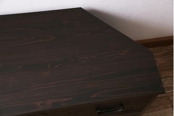 ラフジュ工房オリジナル　古金具リメイク　前板栗材　ヒノキ材　フラップダウン扉が使いやすい和モダンなコーナーテレビ台(キャビネット、テレビボード、収納棚)(R-044728)