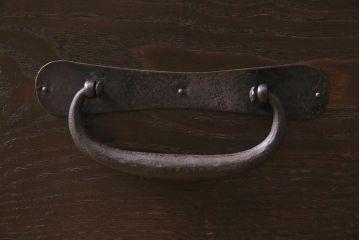 ラフジュ工房オリジナル　古金具リメイク　前板栗材　ヒノキ材　フラップダウン扉が使いやすい和モダンなコーナーテレビ台(キャビネット、テレビボード、収納棚)(R-044728)