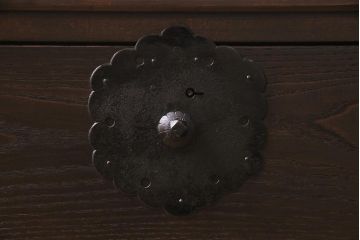 ラフジュ工房オリジナル　古金具リメイク　前板栗材　ヒノキ材　フラップダウン扉が使いやすい和モダンなコーナーテレビ台(キャビネット、テレビボード、収納棚)(R-044728)