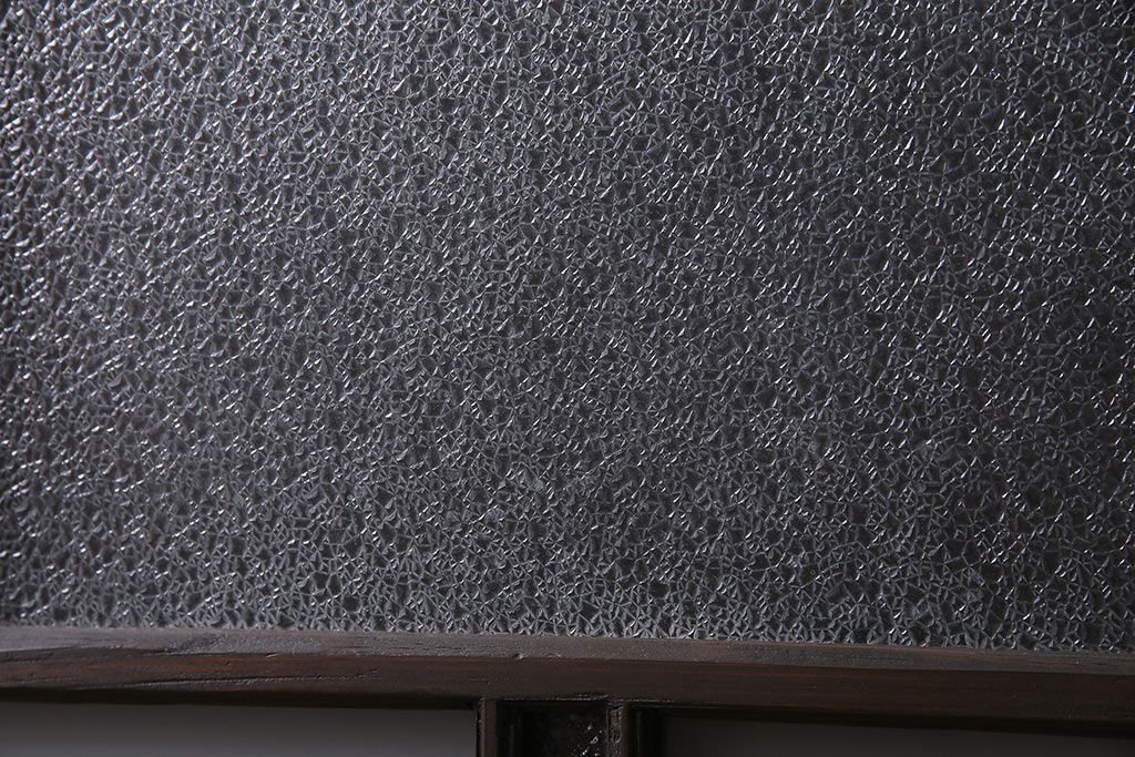 アンティーク建具　昭和初期　ダイヤガラス・すりガラス　大正ロマンの香り漂うシックなガラス戸1枚(引き戸)(R-044729)