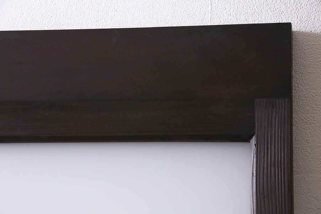 アンティーク建具　昭和初期　ダイヤガラス・すりガラス　大正ロマンの香り漂うシックなガラス戸1枚(引き戸)(R-044729)