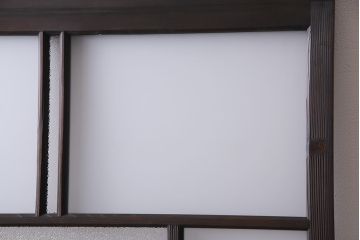 アンティーク建具　昭和初期　ダイヤガラス・すりガラス　大正ロマンの香り漂うシックなガラス戸1枚(引き戸)(R-044729)