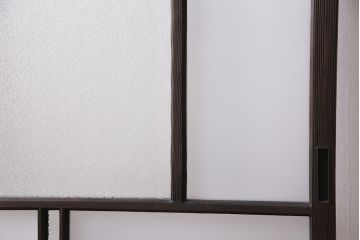 アンティーク建具　昭和初期　ダイヤガラス・すりガラス　大正ロマンの香り漂うシックなガラス戸1枚(引き戸)(R-044729)