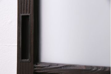 アンティーク建具　昭和初期　ダイヤガラス・すりガラス　大正ロマンの香り漂うシックなガラス戸1枚(引き戸)(R-044729)