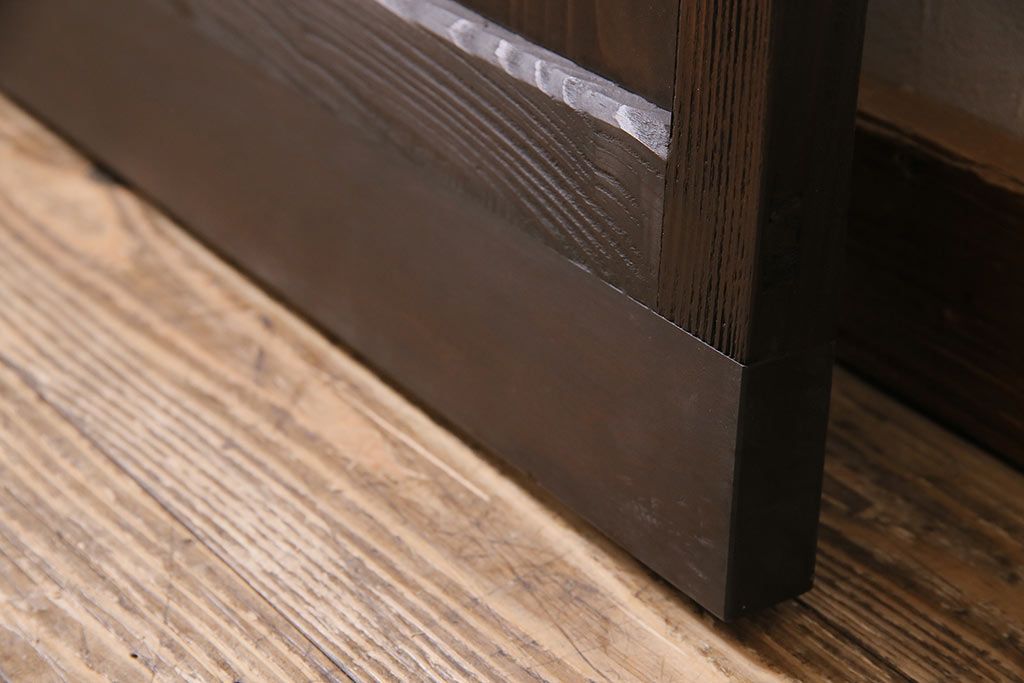 アンティーク建具　昭和初期　ダイヤガラス・すりガラス　大正ロマンの香り漂うシックなガラス戸1枚(引き戸)(R-044729)