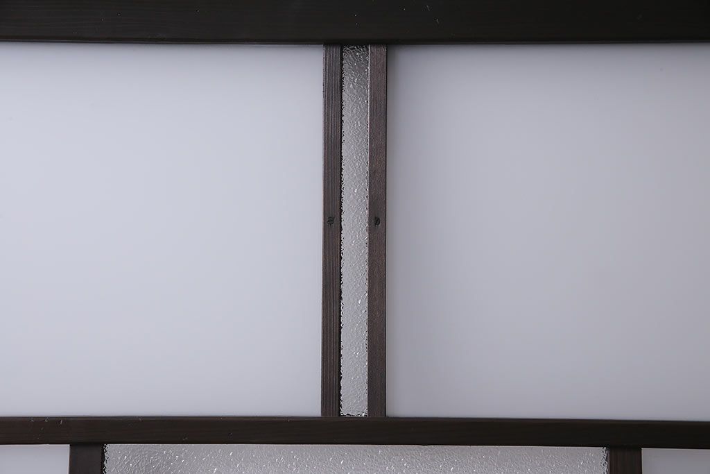 アンティーク建具　昭和初期　ダイヤガラス・すりガラス　大正ロマンの香り漂うシックなガラス戸1枚(引き戸)(R-044729)