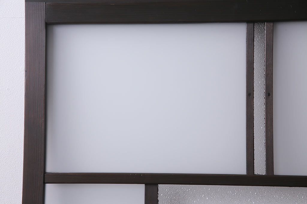 アンティーク建具　昭和初期　ダイヤガラス・すりガラス　大正ロマンの香り漂うシックなガラス戸1枚(引き戸)(R-044729)