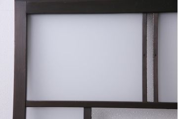 アンティーク建具　昭和初期　ダイヤガラス・すりガラス　大正ロマンの香り漂うシックなガラス戸1枚(引き戸)(R-044729)