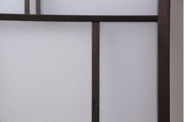 アンティーク建具　昭和初期　ダイヤガラス・すりガラス　大正ロマンの香り漂うシックなガラス戸1枚(引き戸)(R-044729)