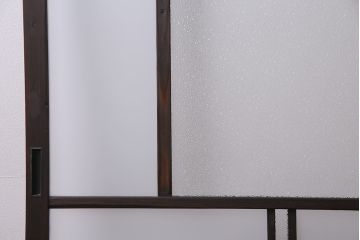 アンティーク建具　昭和初期　ダイヤガラス・すりガラス　大正ロマンの香り漂うシックなガラス戸1枚(引き戸)(R-044729)