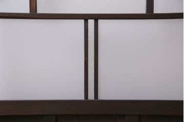 アンティーク建具　昭和初期　ダイヤガラス・すりガラス　大正ロマンの香り漂うシックなガラス戸1枚(引き戸)(R-044729)