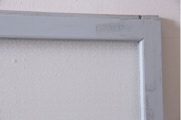 アンティーク建具　昭和中期　ペイント　当店オリジナルガラス・花菱模様　使い古し感がポイントのガラス戸2枚セット(引き戸、建具)(R-044730)