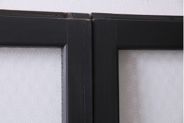 アンティーク建具　昭和中期　ペイント　当店オリジナルガラス・麻の葉模様　モダンな雰囲気が魅力のガラス戸3枚セット(引き戸、建具)(R-044731)