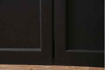 アンティーク建具　昭和中期　ペイント　当店オリジナルガラス・麻の葉模様　モダンな雰囲気が魅力のガラス戸3枚セット(引き戸、建具)(R-044731)
