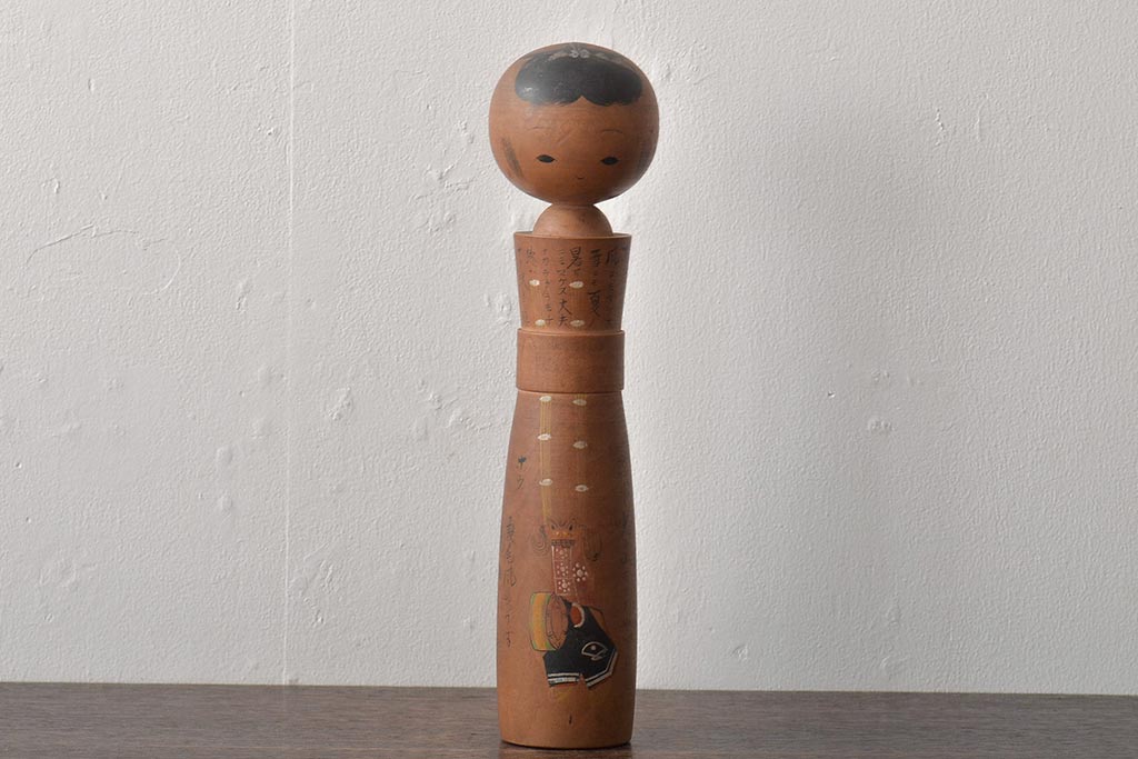 古い　花巻こけし　29.5cm　宮沢賢治　「雨ニモ負ケズ」　詩入(郷土玩具)(R-044735)