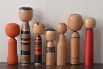 古い　伝統こけし14本(郷土玩具、守雄、定雄、新太郎、輝行など)(R-044737)