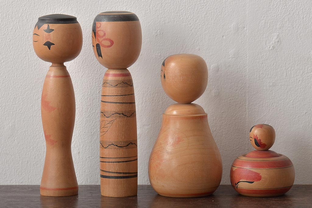 古い　伝統こけし13本(郷土玩具、鳴子忠市、英裕、高長、会津徳寿)(R-044739)