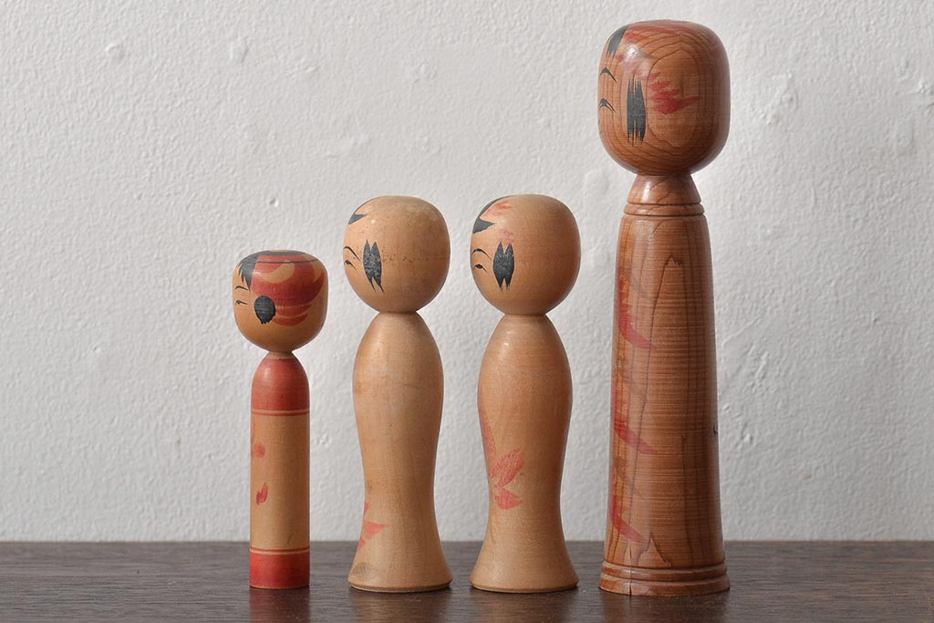 古い　伝統こけし13本(郷土玩具、鳴子忠市、英裕、高長、会津徳寿)(R-044739)