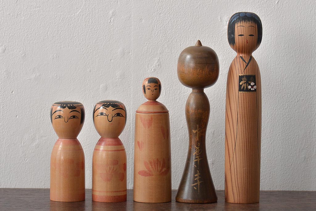 古い　伝統こけし13本(郷土玩具、鳴子忠市、英裕、高長、会津徳寿)(R-044739)