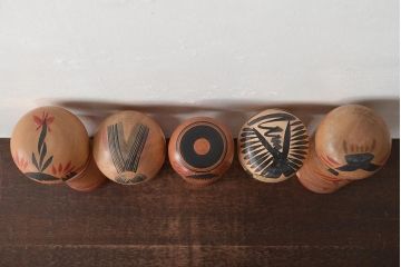 古い　伝統こけし5本(郷土玩具、英裕、阿部国敏、靖など)(R-044740)