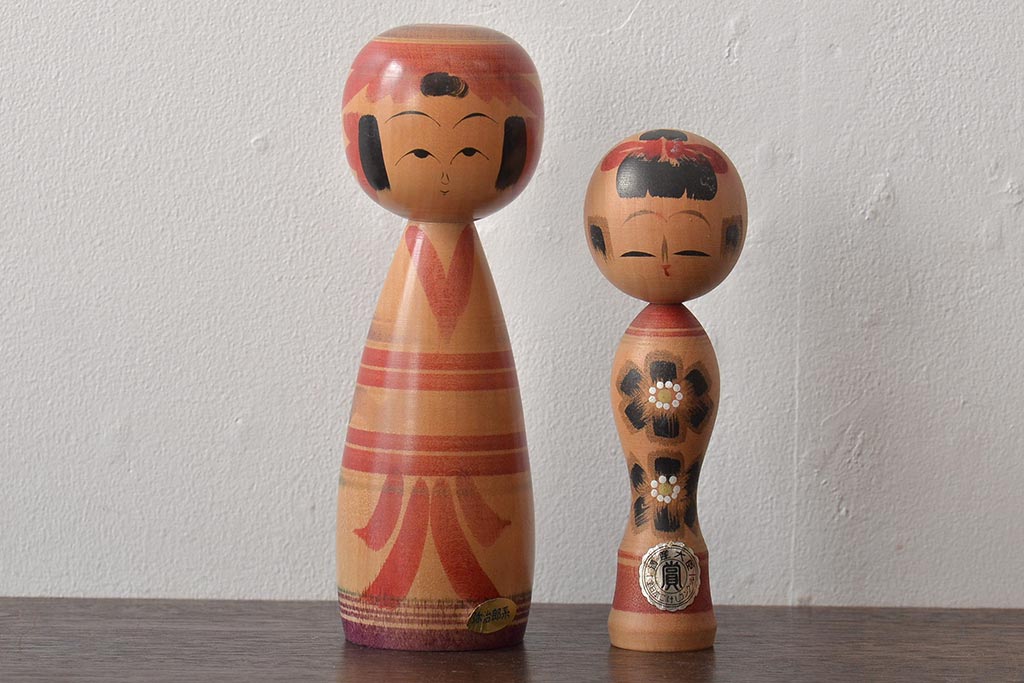 古い　伝統こけし9本(郷土玩具、アイヌ、弥治郎系、郷土玩具)(R-044741)