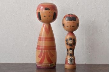 古い　伝統こけし9本(郷土玩具、アイヌ、弥治郎系、郷土玩具)(R-044741)