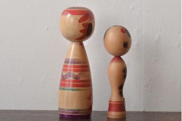 古い　伝統こけし9本(郷土玩具、アイヌ、弥治郎系、郷土玩具)(R-044741)