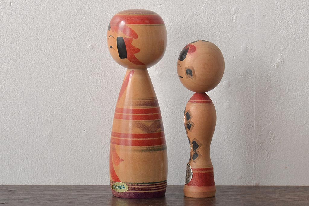 古い　伝統こけし9本(郷土玩具、アイヌ、弥治郎系、郷土玩具)(R-044741)