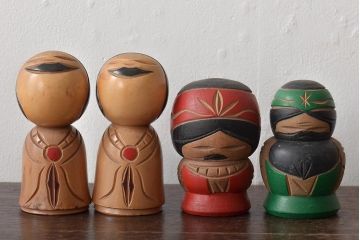 古い　伝統こけし9本(郷土玩具、アイヌ、弥治郎系、郷土玩具)(R-044741)
