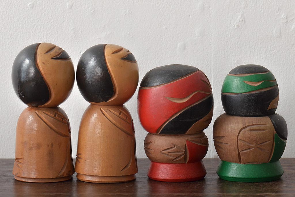 古い　伝統こけし9本(郷土玩具、アイヌ、弥治郎系、郷土玩具)(R-044741)