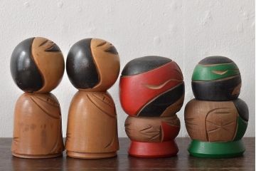 古い　伝統こけし9本(郷土玩具、アイヌ、弥治郎系、郷土玩具)(R-044741)