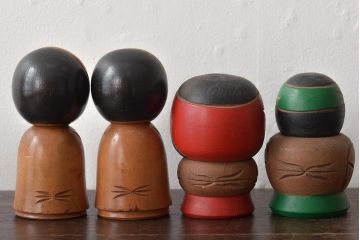 古い　伝統こけし9本(郷土玩具、アイヌ、弥治郎系、郷土玩具)(R-044741)